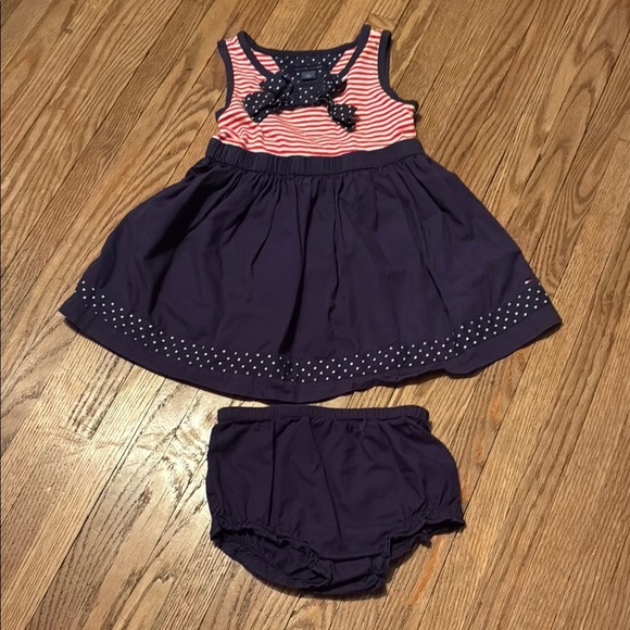 Tommy Hilfiger Striped Coral and Navy Dress Set - Picture 1 of 9